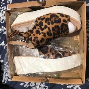 Leopard print wedge heels